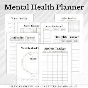 Mental Health Tracker, Goal Setting Journal, Healing Journal, Self-Improvement Workbook, Personal Growth Journal, digital and printable PDF file