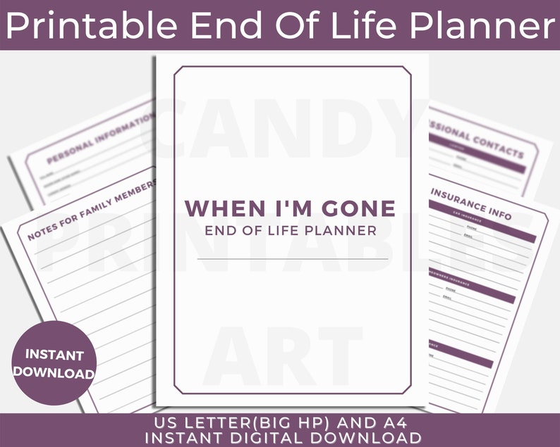 End of Life Planner, Emergency Binder, When I Die Printable, What If ...