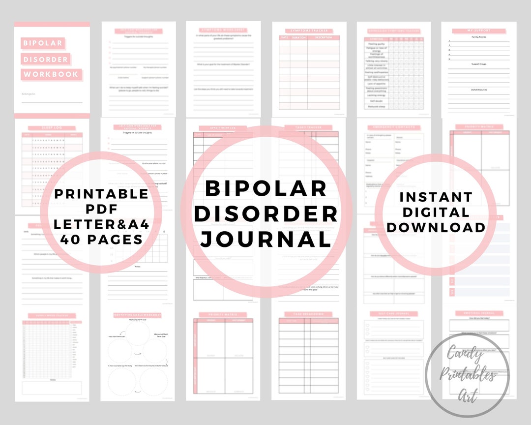 Bipolar Mood Tracker, Bipolar Disorder Planner, Bipolar Symptom Tracker ...