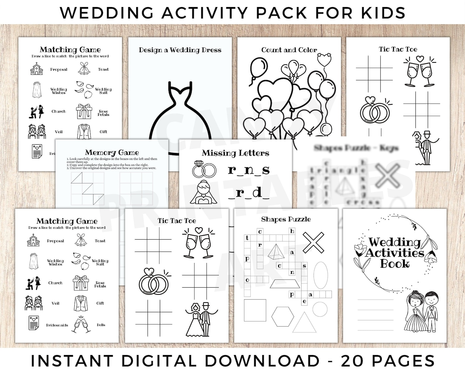 Kids Wedding Games Kids Activity Book for Wedding Activity Pack Kids Wedding Table Wedding