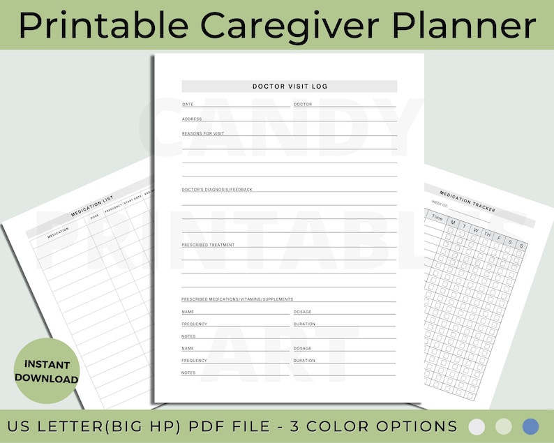 Caregiver Self-Care Planner, Caregiver Financial Planner, Caregiver Meal Planner, Caregiver Medication Tracker, Caregiver Memory Book, New Caregiver Guide, Long-Distance Caregiver Planner, Caregiver Emergency Planner, Caregiver Activities Planner