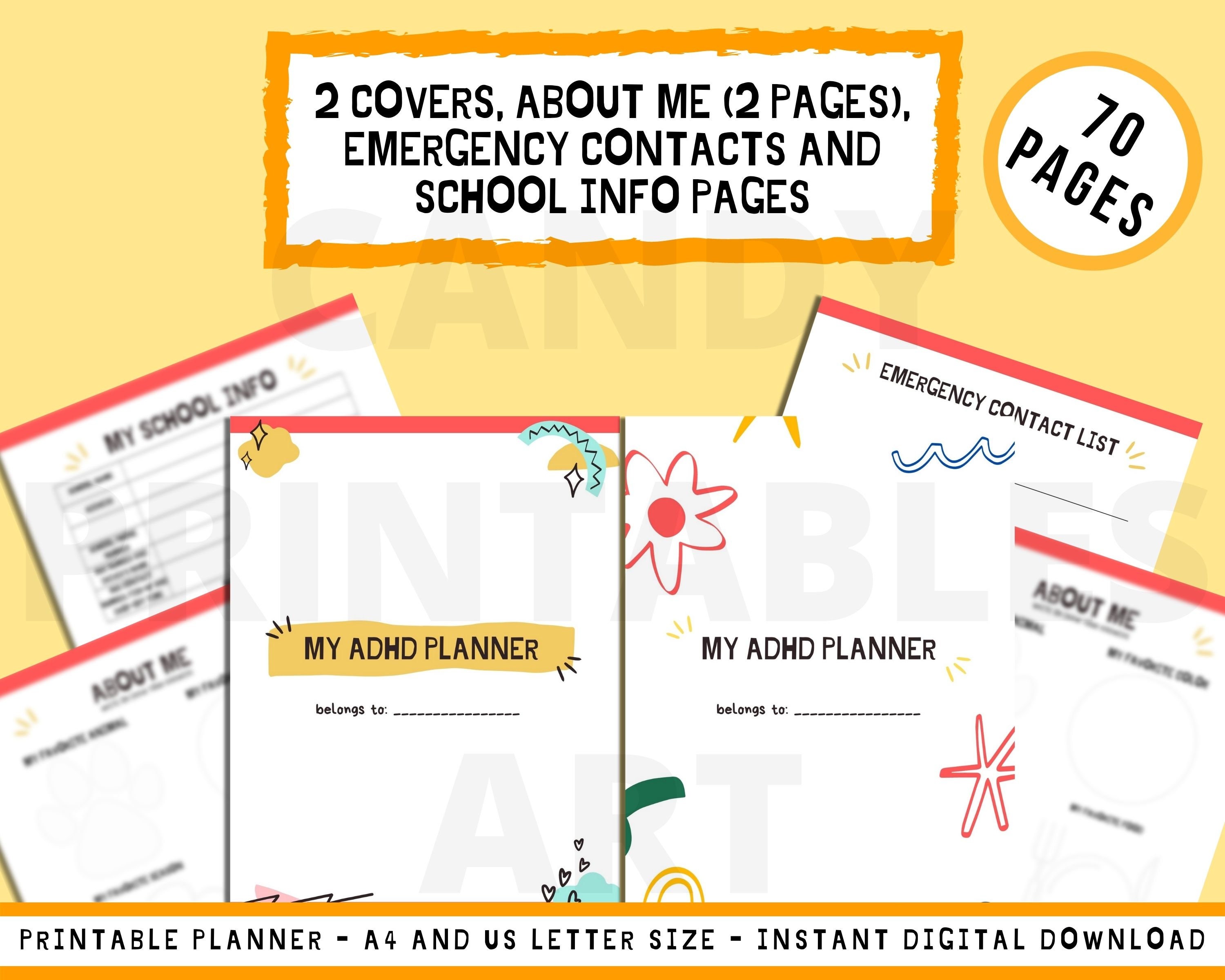 ADHD Planner for Kids Printable School Planner Children - Etsy