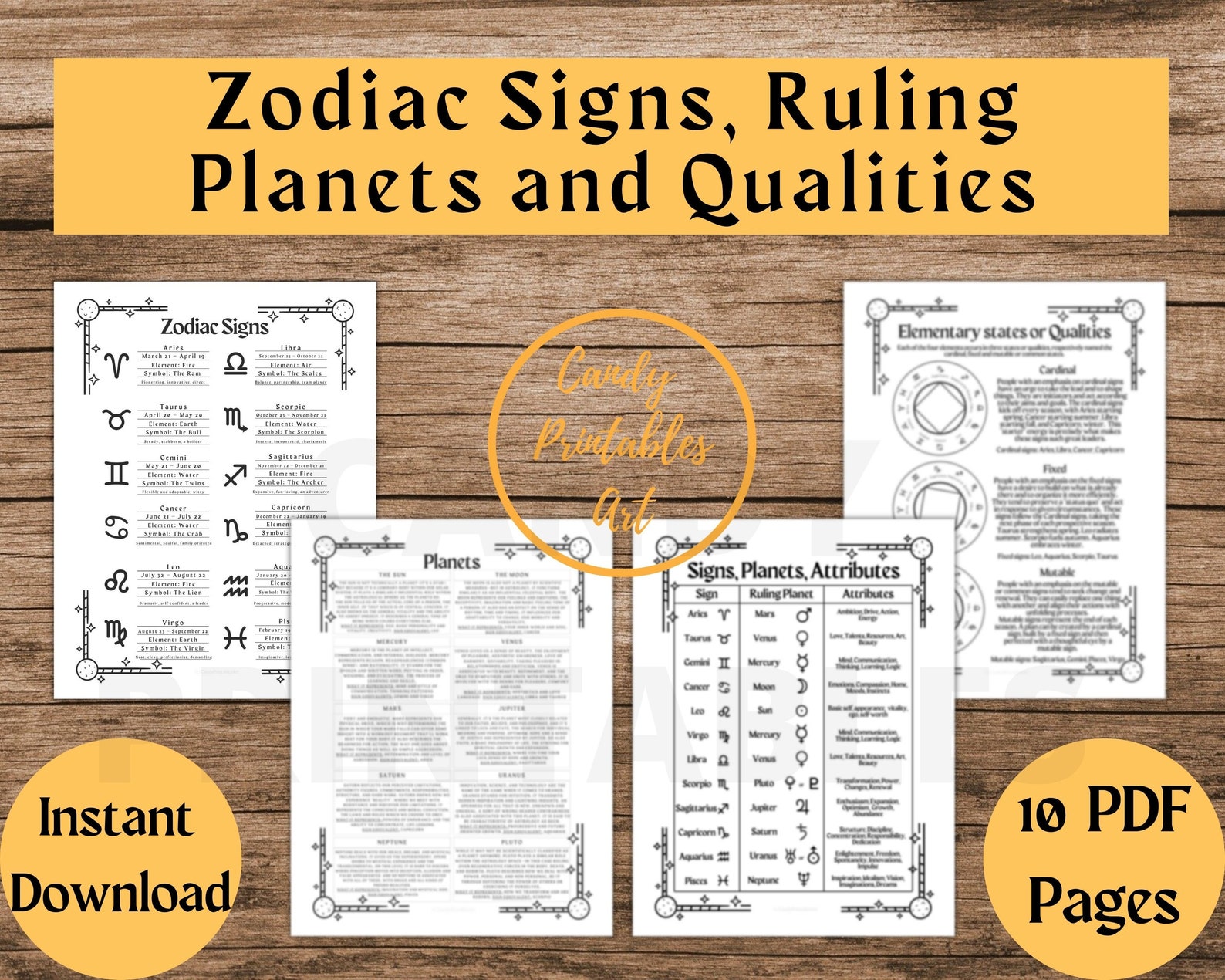 Astrology Cheat Sheets Zodiac Printable Guide PDF Workbook - Etsy