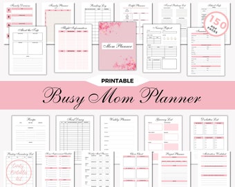 Stay at Home Mom Planner, Printable Planner, Household Binder, Mom on the Go Planner Bundle, Home Management Planner