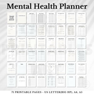 Geestelijke gezondheidsdagboek, afdrukbare geestelijke gezondheidsplanner, angststemmingstracker, digitale sjabloon, Bullet Journal