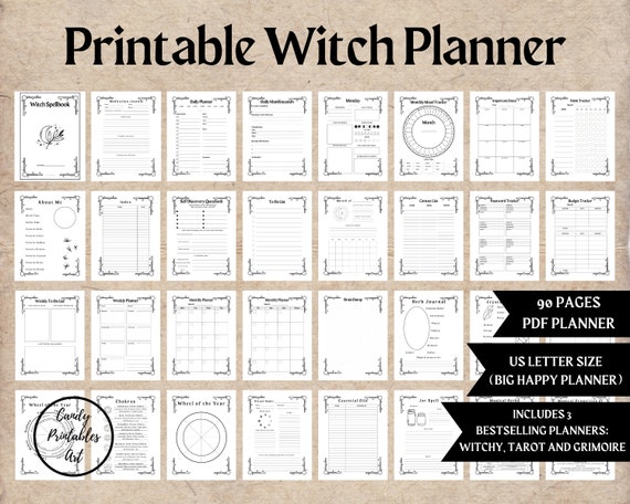 ADHD Witch Planner: Grimoire Pages, Habit Tracker (Printable PDF)