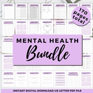 Mental Health Mega Bundle, BDP Journal Prompts, Therapy Journal, DBT skills, CBT Worksheets, Anxiety, Depression, Cognitive Distortions