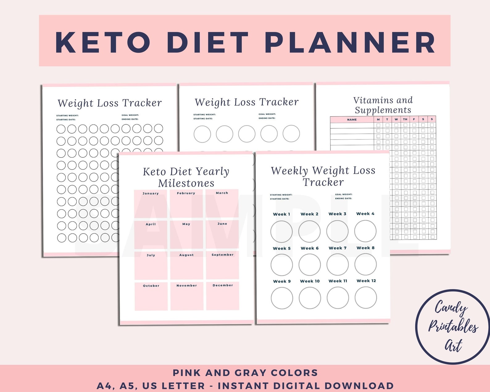 Keto Planner, Low Carb Meal Plan, Keto Diet Guide Printable, Weight ...