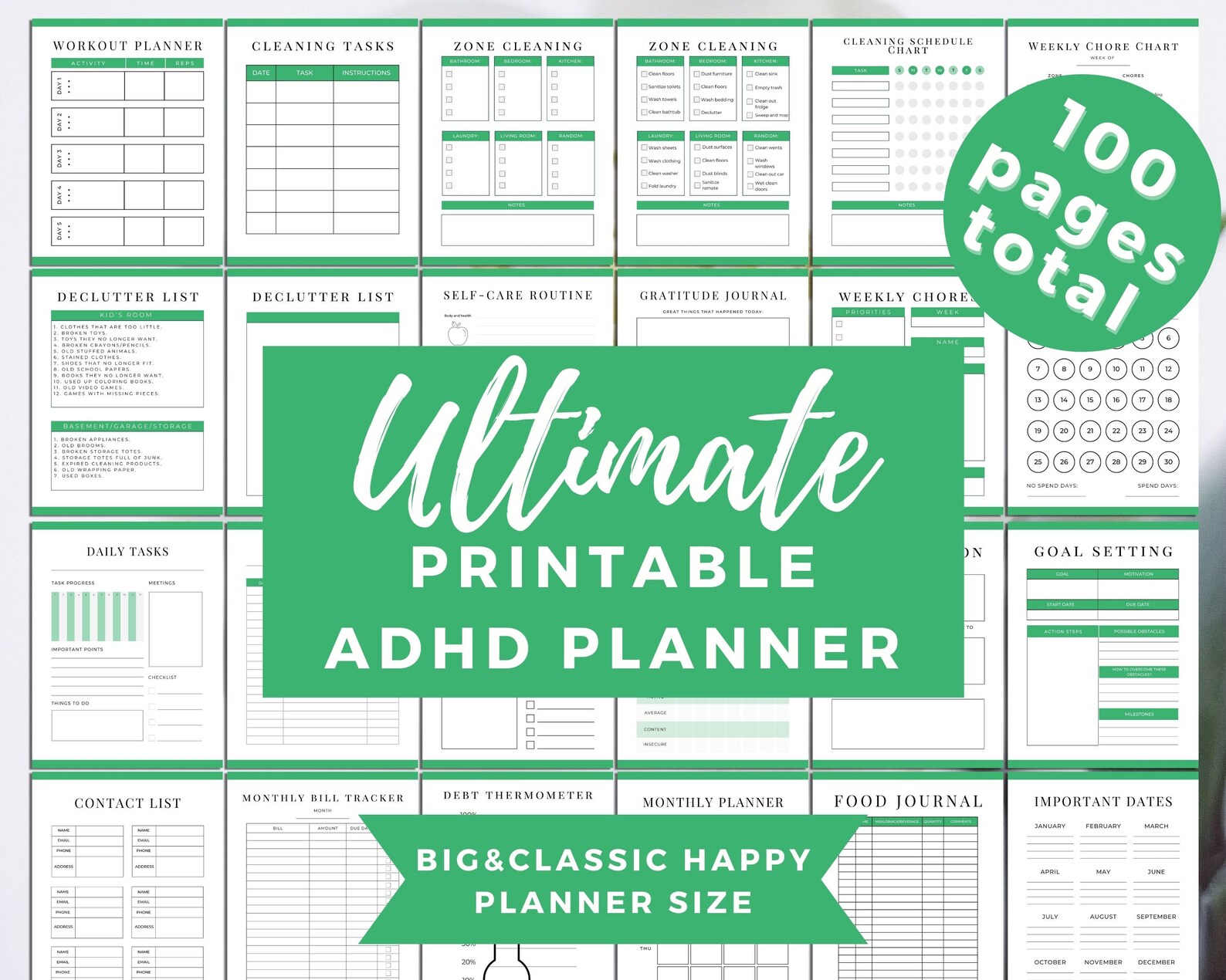 ADHD Calendar ADHD Planner Adults Planner For Adhd Life Etsy