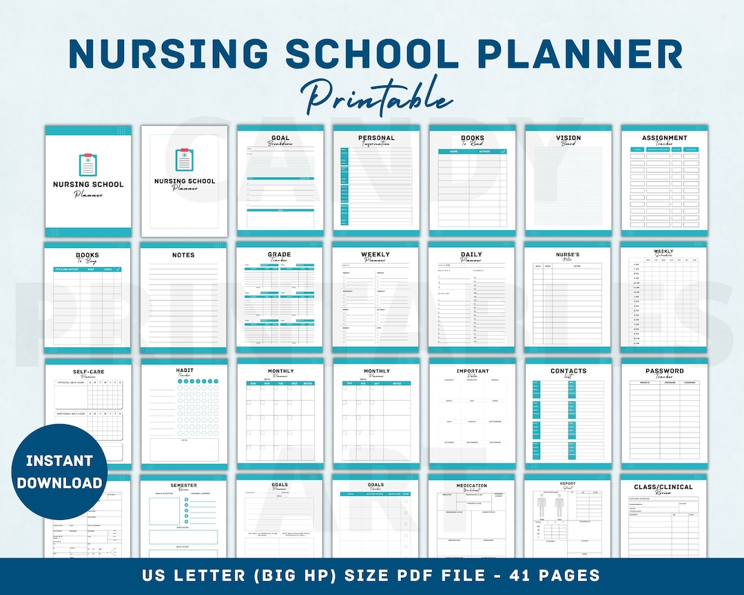 Nursing School Planner 2025 2026, Printable Nurse Student