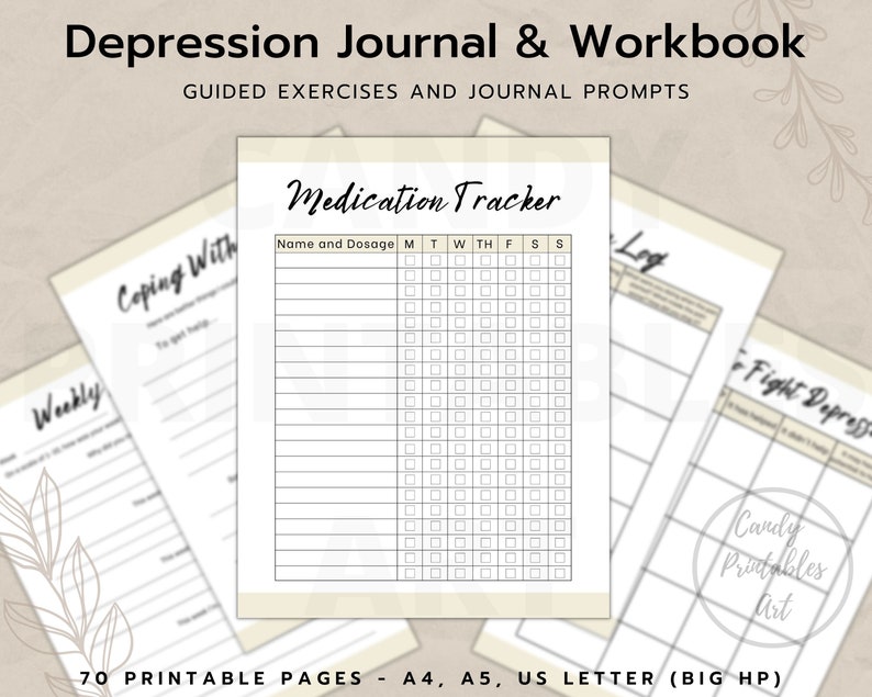 Depression Therapy Journal for Mental Health With Mood Tracker - Etsy