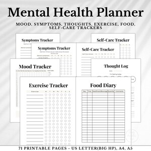 Mental Health Journal, Printable Mental Health Planner, Anxiety Mood ...