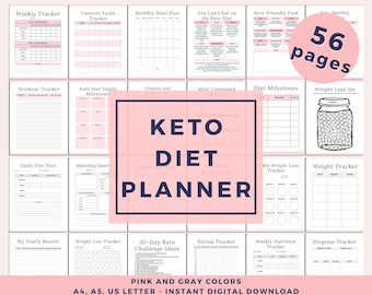 Keto Planner, Low Carb Meal Plan, Keto Diet Guide Printable, Weight Loss Gift