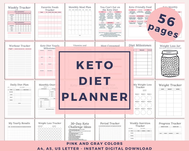 Keto Planner Low Carb Meal Plan Keto Diet Guide Printable - Etsy