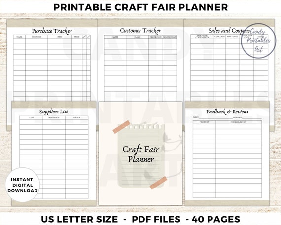 Craft Fair Planner Craft Show Display Plan Vendor Inventory Bundle Etsy UK