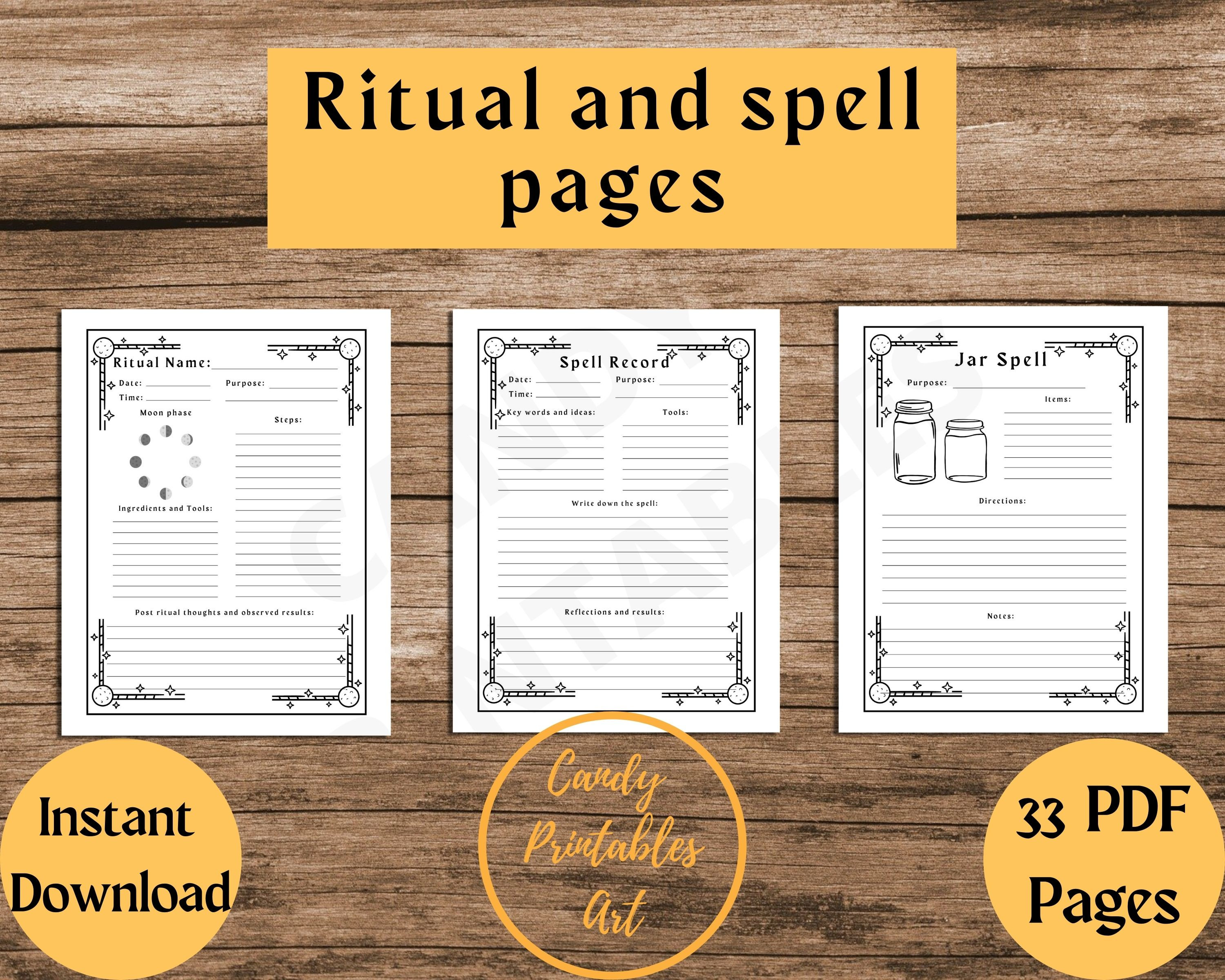 Grimoire Pages Printable Blank Grimoire Pages Herbs Spell | Etsy