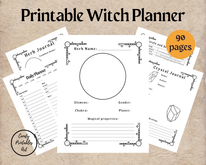 Witches Planner, Witch Printables, Printable Witch Planner, Witch Organizer, Wicca Planner, Pagan Planner, Magical Planner