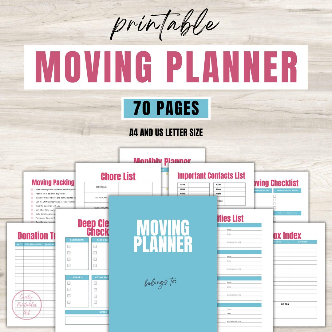Moving Checklist Printable, Moving Binder, Relocation Planner, New Home ...