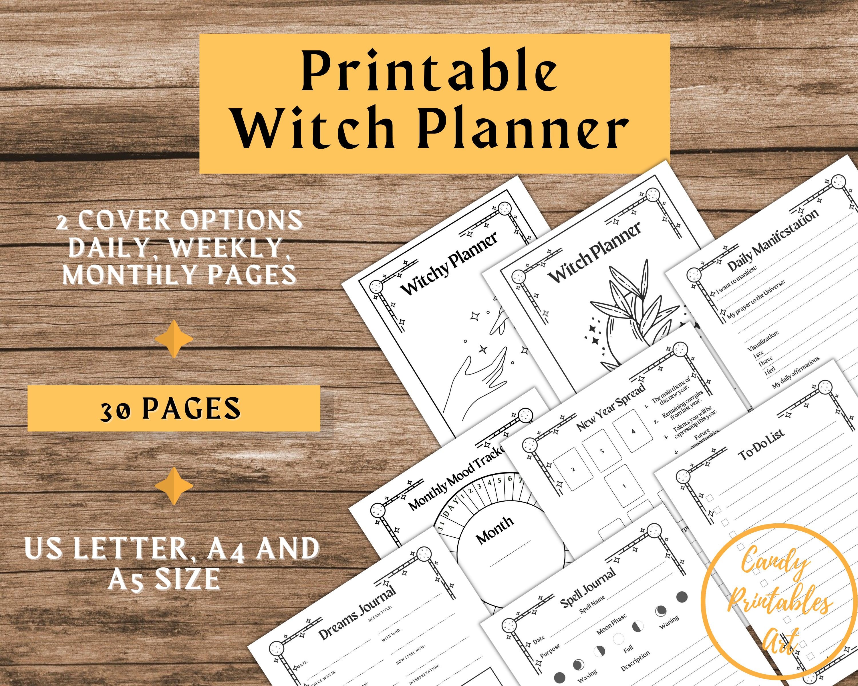 Witchy Planner Printable Journal With Daily Planning Pages - Etsy