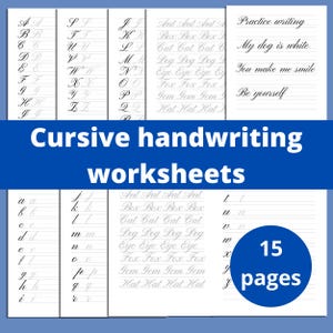Hojas de práctica de escritura cursiva imprimibles: hojas de calco de caligrafía para niños y adultos, palabras en mayúsculas y minúsculas (PDF)