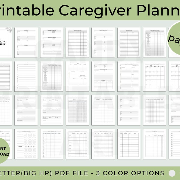 Caregiver Planner Medical Binder Records Printable Caregiver Schedule Caregiver Daily Task Log Home Health Nurse Elderly Care Checklist