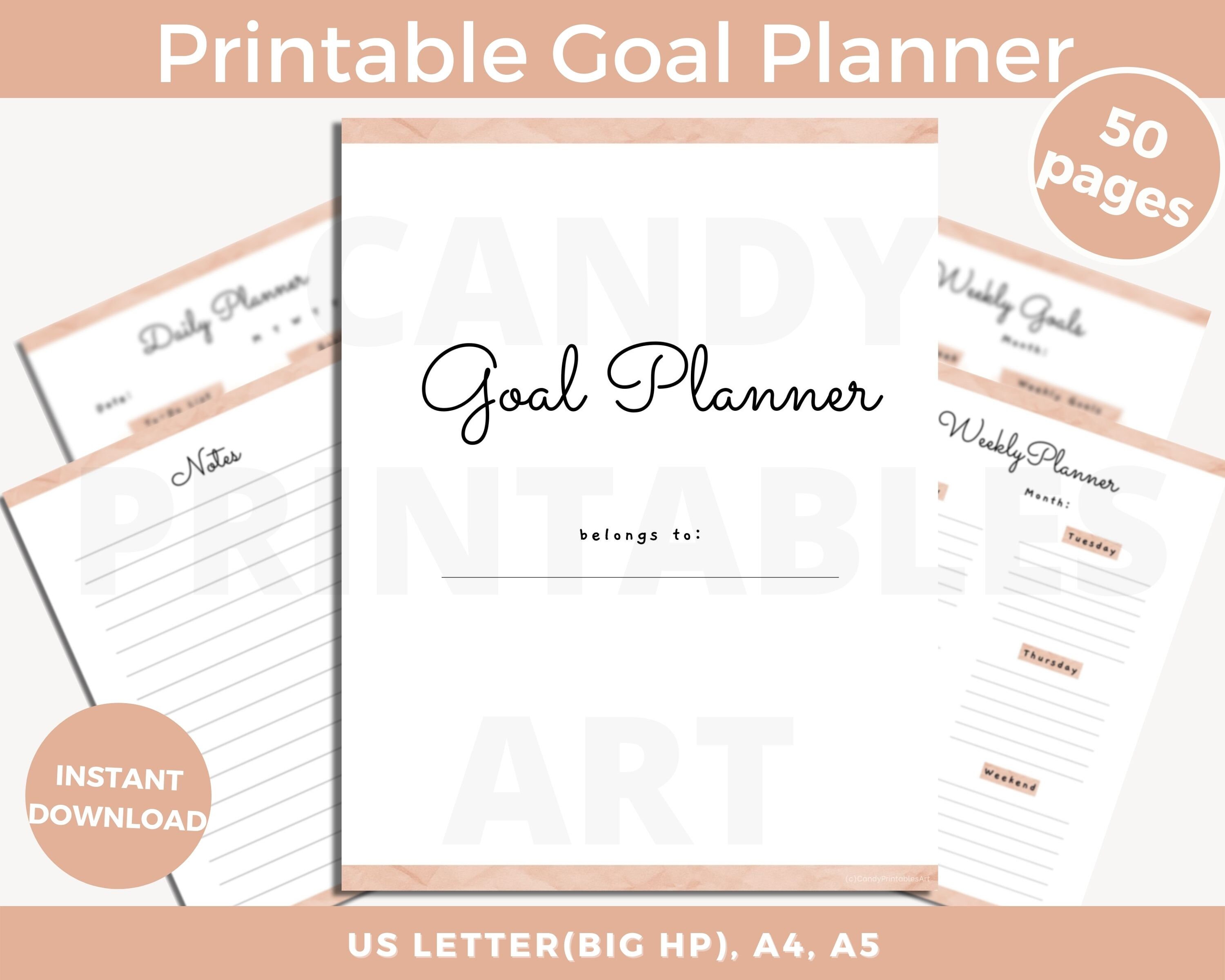 Goal Tracker Printable, Goal Planner 2025, Template for Work