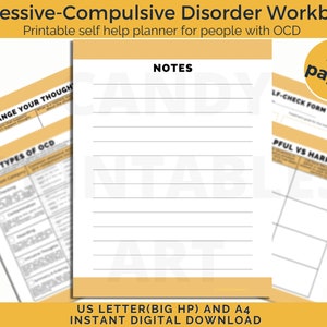 mental health worksheet, ocd workbook, printable self help planner for people with OCD, cbt printables, digital planner ocd