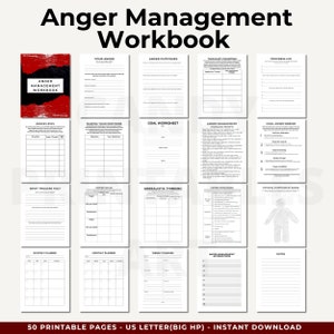 Anger Management Worksheets for Adults, Teens, CBT Anger Workbook, Therapy Journal