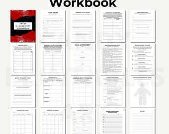 Anger Management Worksheets for Adults, Teens, CBT Anger Workbook, Therapy Journal