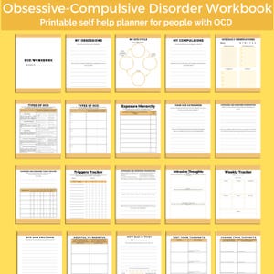 OCD Workbook OCD Therapy Planner Printable Obsessive Compulsive Disorder ocd Relief Gifts Self Help Journal Mental Health Worksheet CBT