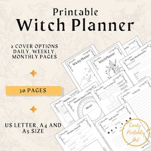 Printable Witch Planner, Witchy Planner, Digital Witch Journal, Witchcraft Planner, Witchy Organizer, Spellbook