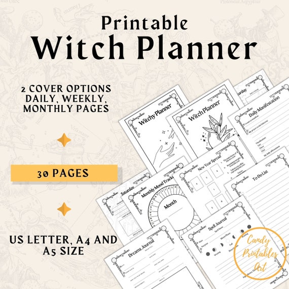 Printable Witch Planner: Spellbook, Tarot, Astrology (PDF)