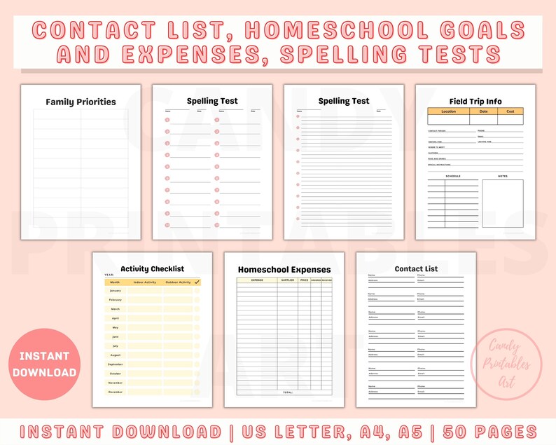2022-2023 Homeschool Planner Printable Assignment Tracker - Etsy