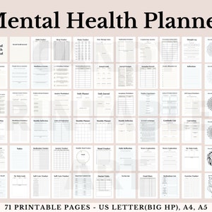 Mental Health Journal, Printable Mental Health Planner, Anxiety Mood Tracker, Digital Template, Bullet Journal