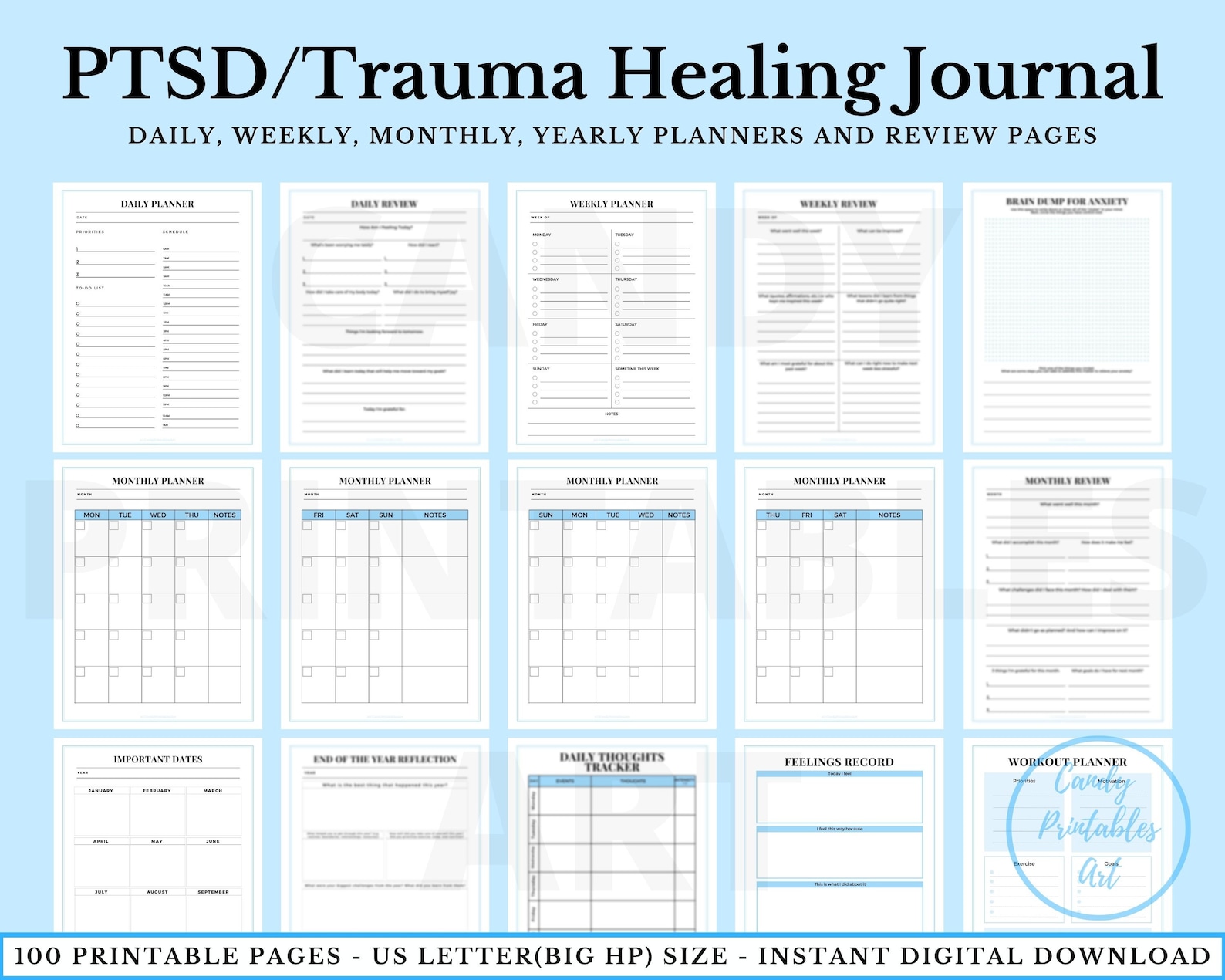 PTSD Worksheets Trauma Processing Journal Prompts Ptsd Planner Dbt CBT