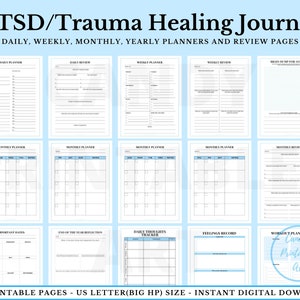 May include: A printable journal with 100 pages designed to help with PTSD and trauma healing. The journal includes daily, weekly, monthly, and yearly planners, as well as review pages. The journal is in US Letter size.
