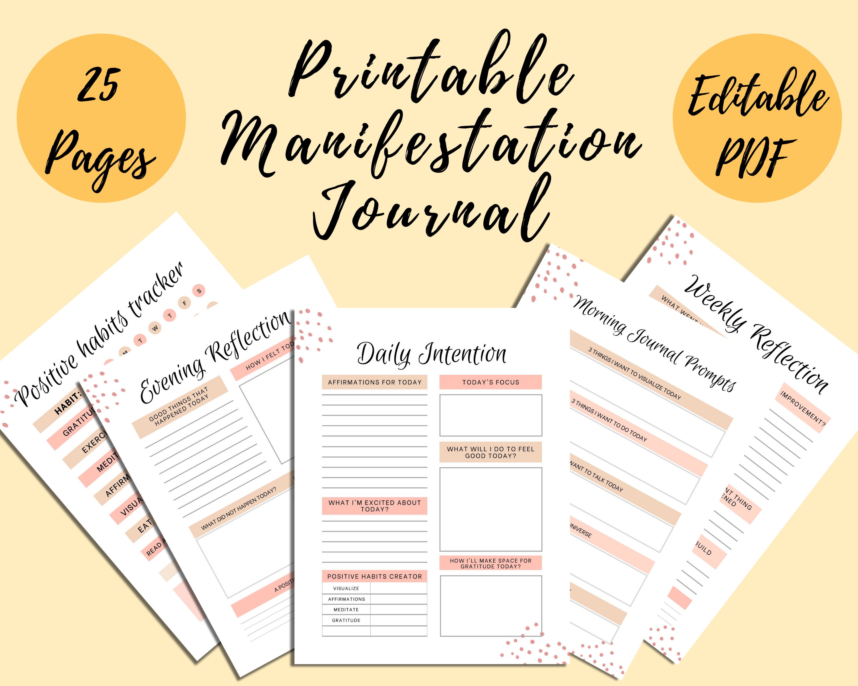 Manifestation Journal Template, Law of Attraction Planner, Vision Board  Printable