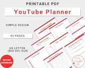 Printable YouTube Planner: Content Creator & Social Media Strategy (PDF)