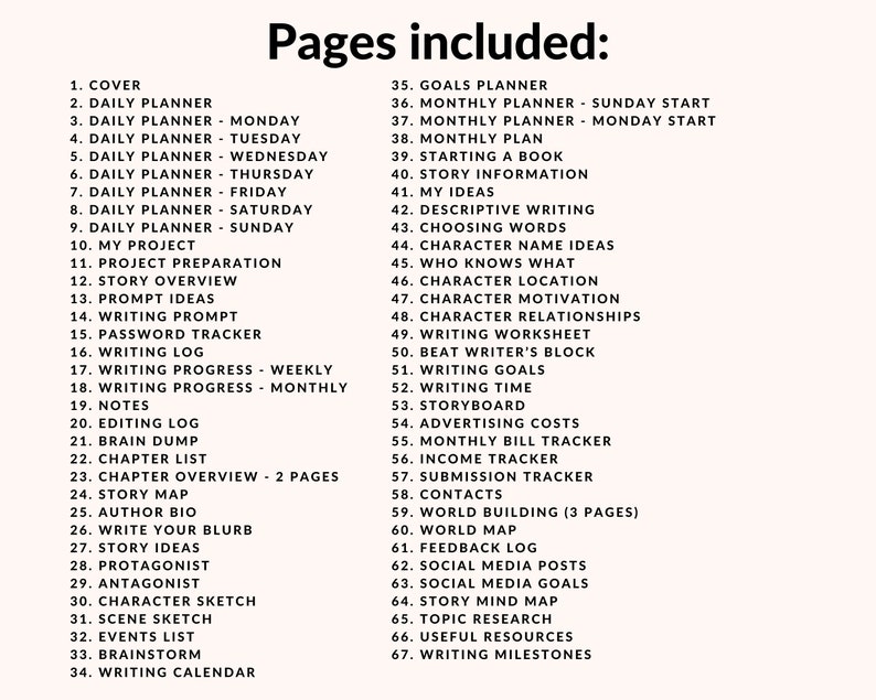 first book writing planner template