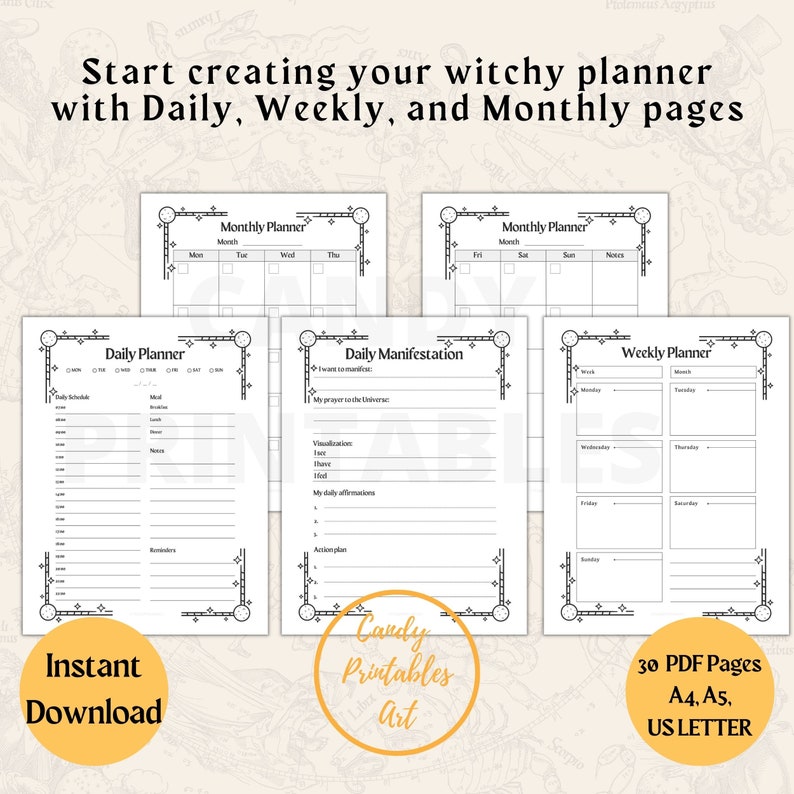 Digital Witchy Journaling Kit, Printable Sabbat Planner, Witchy Moon Phase Calendar, Digital Potion Making Planner, Printable Esbat Ritual Guide, Witchcraft Correspondences Printable, Digital Grimoire Pages, Printable Tarot Tracker
