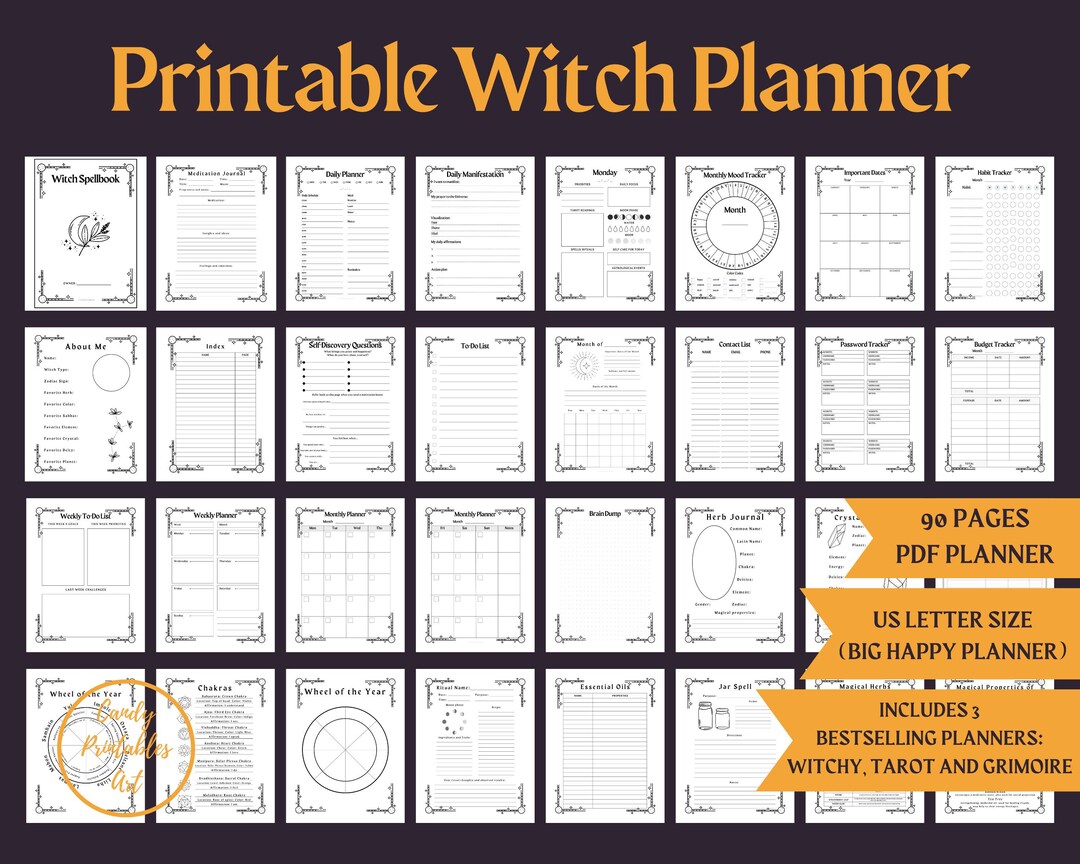 Witch Spellbook 2024 ADHD Witch Astrology Planner, Tarot Planner