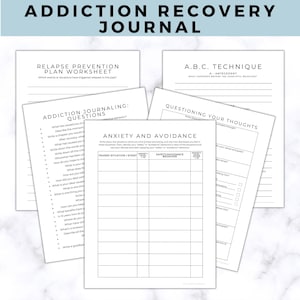 Addiction Recovery Worksheets, Substance Use Therapy, Sobriety Workbook Journal, Relapse Prevention Plan