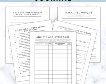 Addiction Recovery Worksheets, Substance Use Therapy, Sobriety Workbook Journal, Relapse Prevention Plan