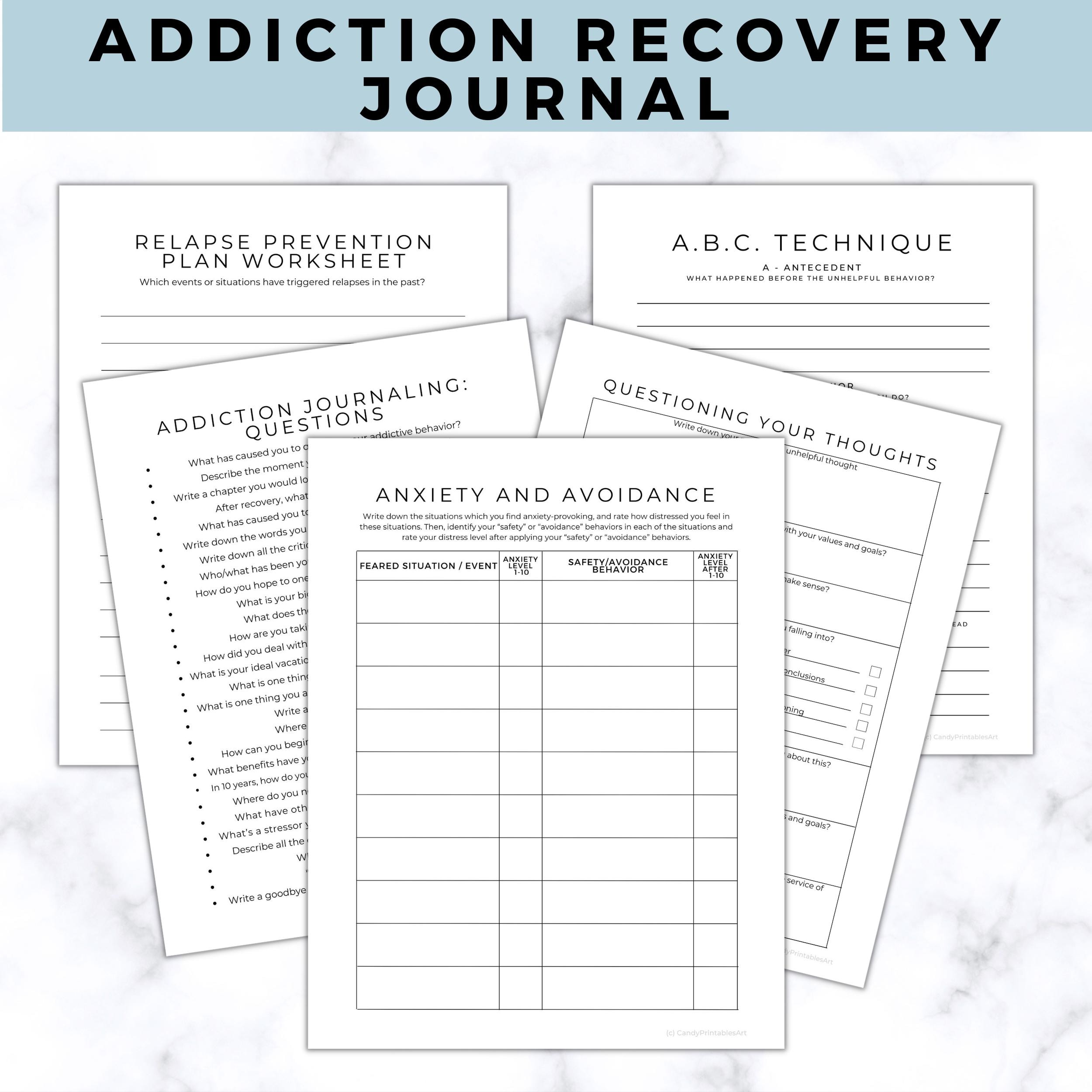 Addiction Recovery Worksheets, Substance Use Therapy, Sobriety Workbook ...