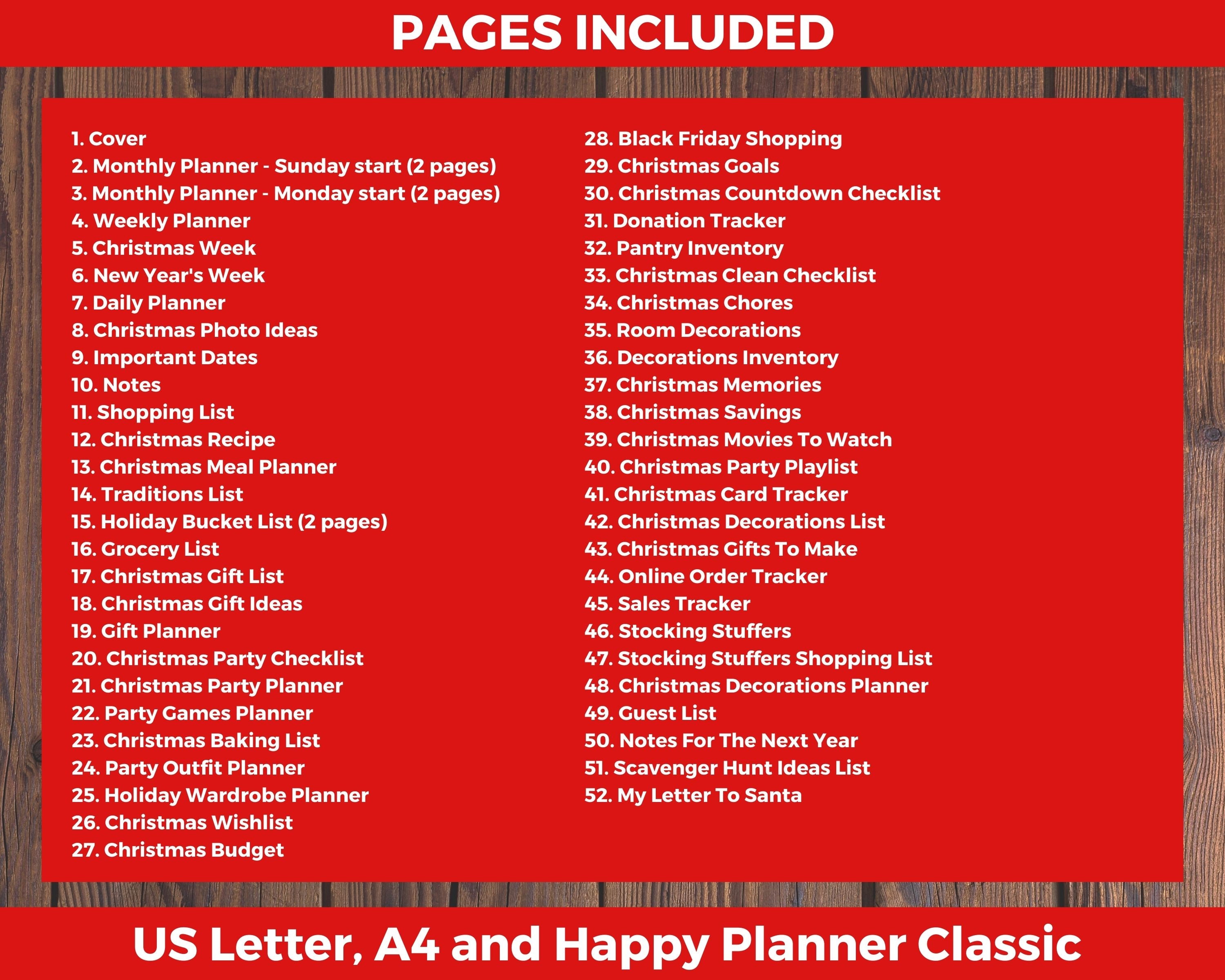 Christmas Organizer Printable Downloadable Xmas Planner Gift - Etsy