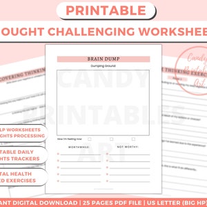 CBT Thought Record Template, Mental Health Journaling Worksheet ...