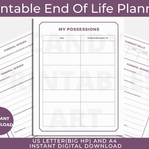 End of Life Planner, Emergency Binder, When I Die Printable, What If ...