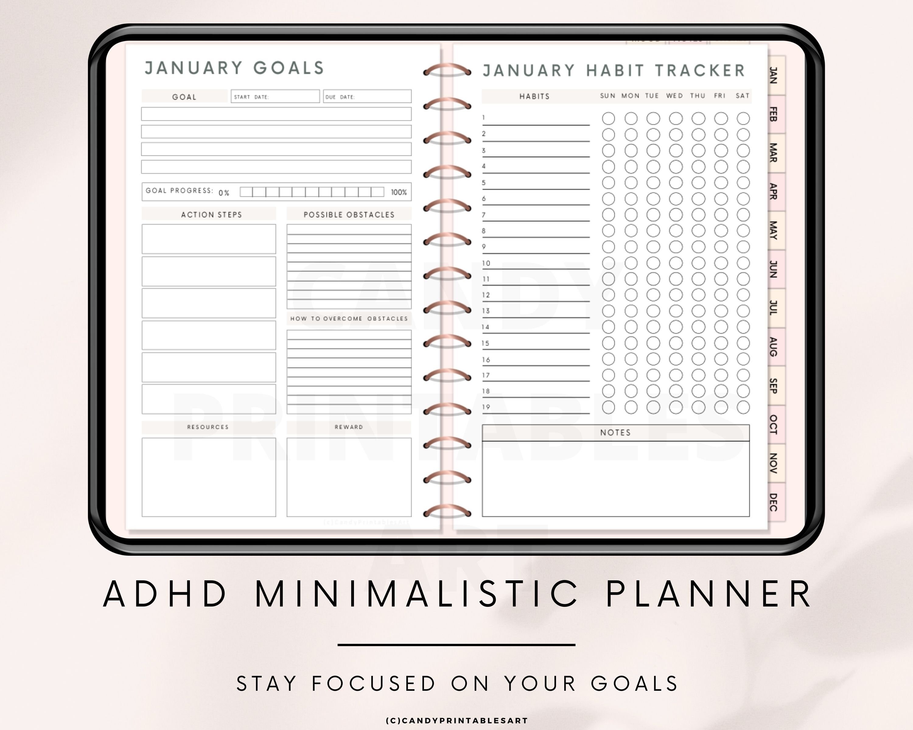 ADHD Digital Planner ADHD Life Planner Adult ADHD Journal Pdf Etsy