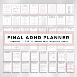 ADHD Planner Printable, Adult ADHD Planner, Pink Ultimate ADHD Planner Bundle, by CandyPrintablesArt