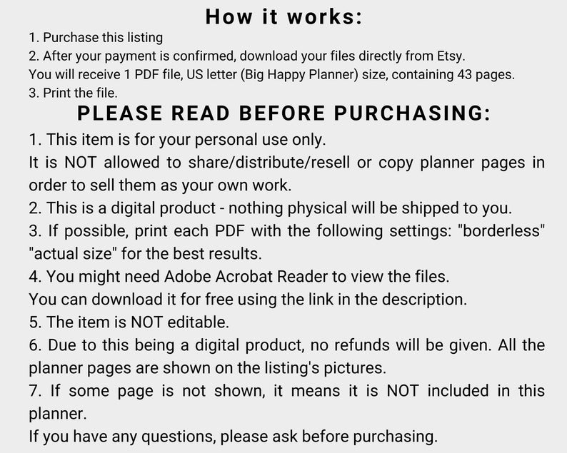 Terms of use: This is an instant digital download file, nothing physical will be shipped. Personal use only, no resale/distribution is allowed.